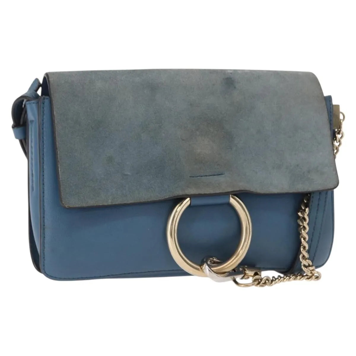 Chloe Faye Leather And Suede Blue Suede Shoulder Bag Bag (Pre-Owned)