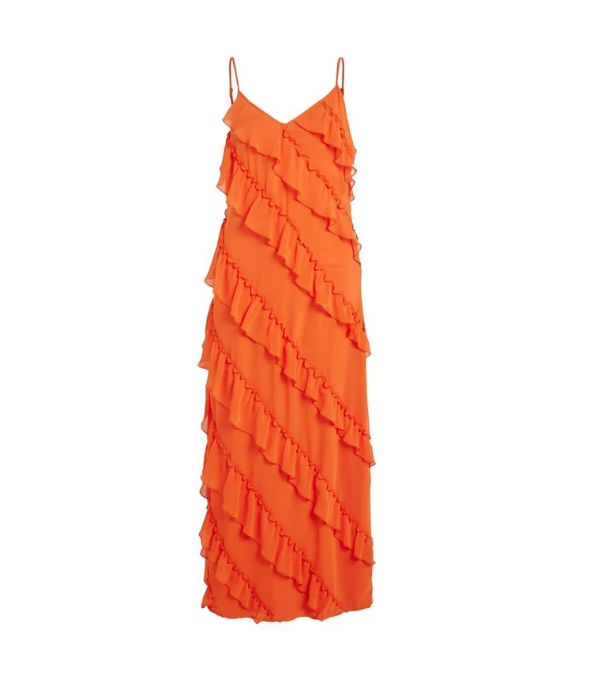 Vila Clothes Orange Polyester Women's Dress