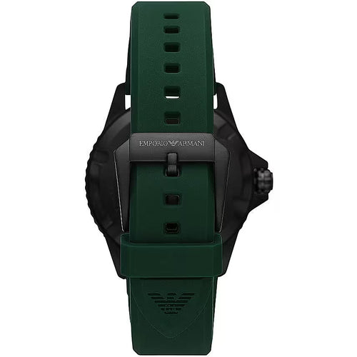 Emporio Armani Sleek Diver Timepiece with Green Silicone Men's Band