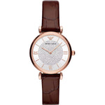 Emporio Armani Elegant Bordeaux Leather Watch for Women's Women