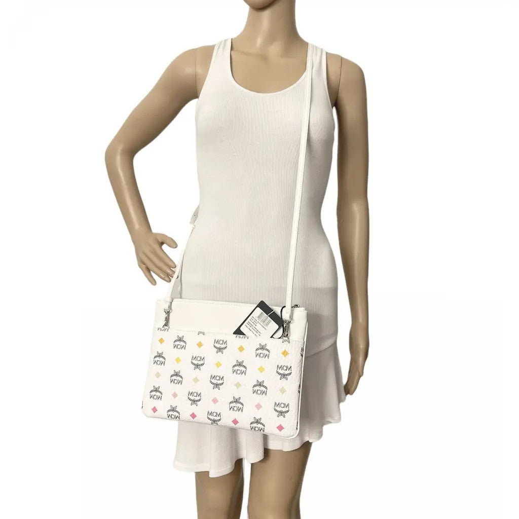 MCM White Rainbow Visetos Coated Canvas Crossbody Bag