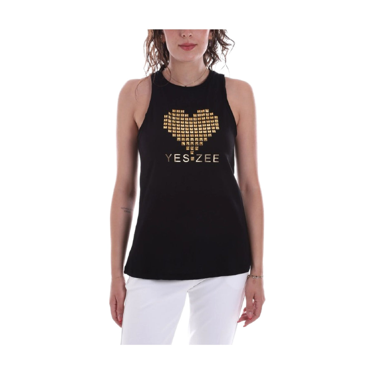 Yes Zee Studded Cotton Tank Top