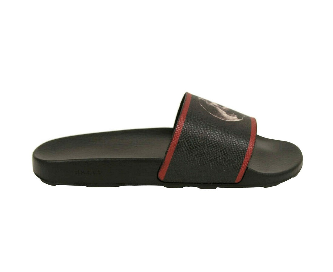 Bally Men's Black Rubber With Logo And Red Edge Consumer Slide Sandals (9 EU / 10 US)
