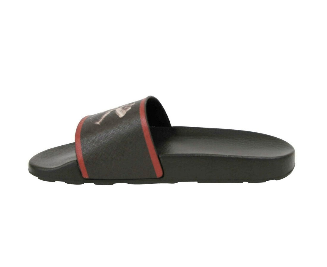 Bally Men's Black Rubber With Logo And Red Edge Consumer Slide Sandals (8 EU / 9 US)