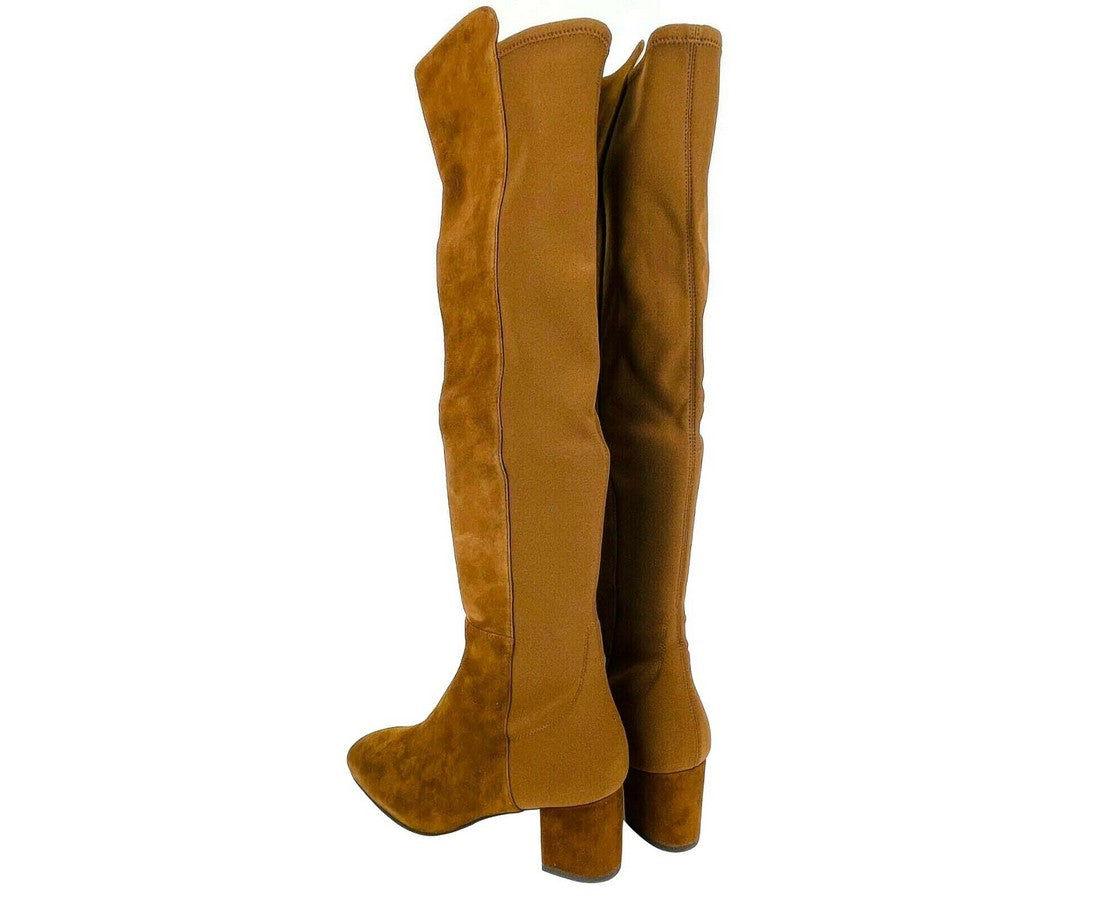 Stuart Weitzman Women's Coffee Brown Suede Heel Knee High Boots (36 EU / 5.5 B US)