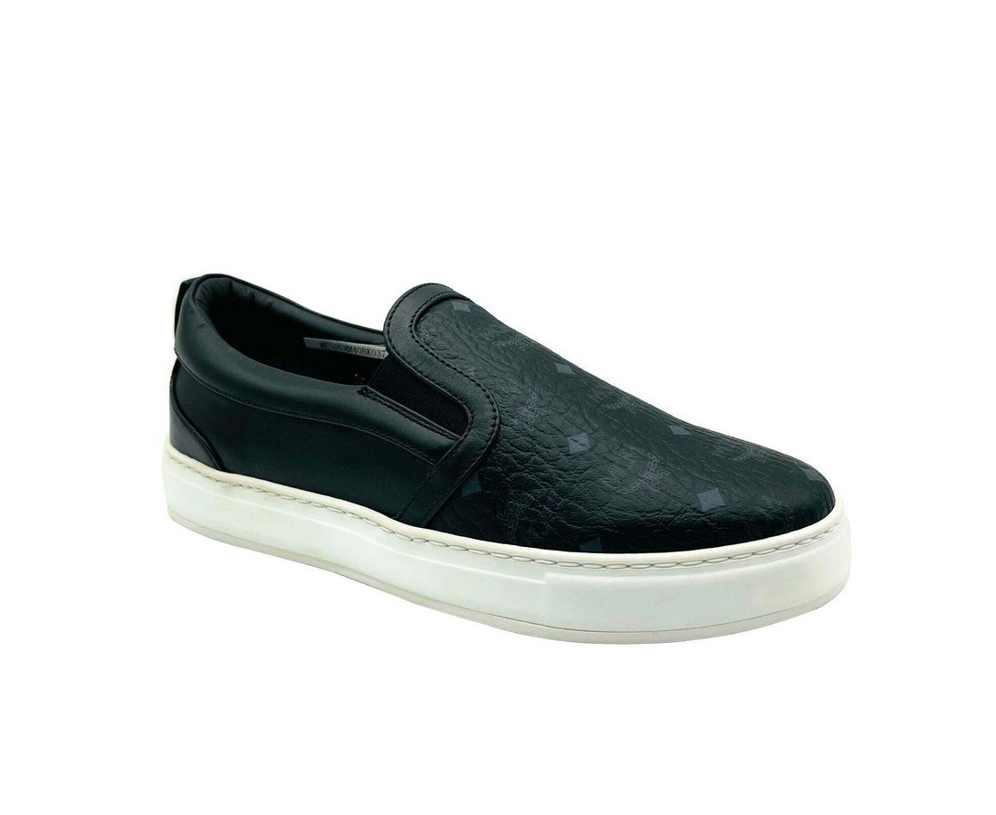 MCM Women's Black Visetos Logo Low Top Slip On Sneaker MES9SMM40BK
