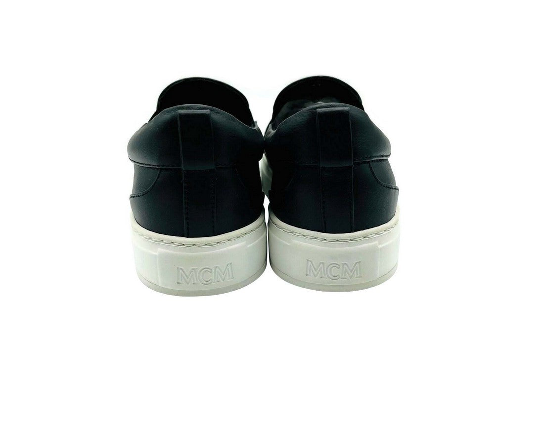 MCM Women's Black Visetos Logo Low Top Slip On Sneaker MES9SMM40BK