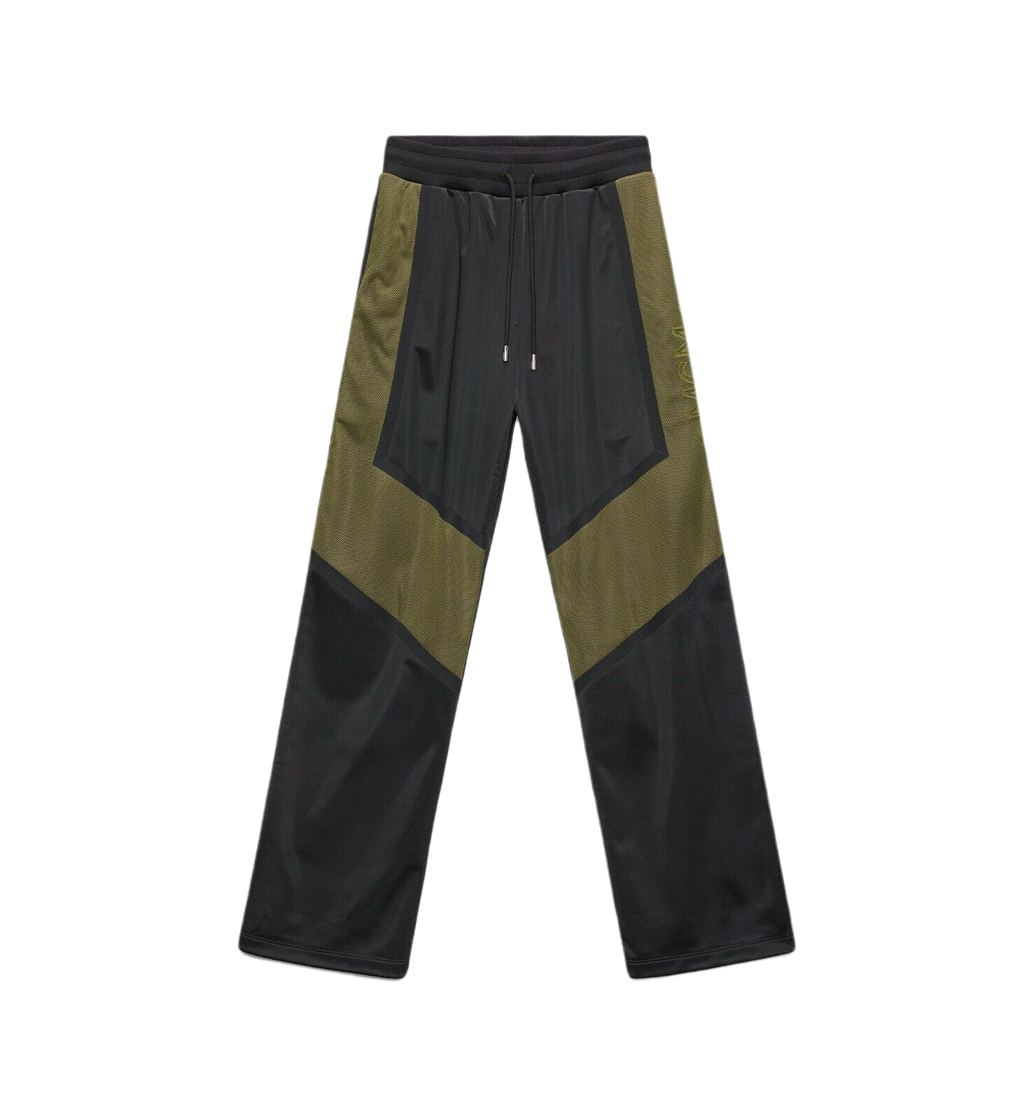 MCM Men's Black Straight Sweatpants with Olive Green Mesh MHP9ADA87BK (Regular; M)
