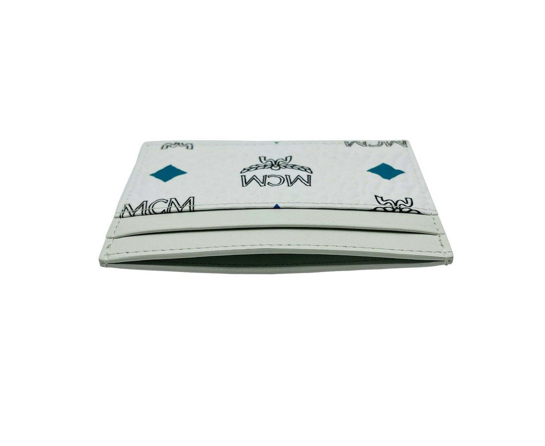 MCM Women's White Spectrum Diamond Rainbow Logo Visetos Card Holder MYAAASV02