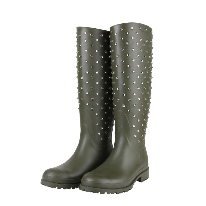 Saint Laurent Women's Olive Green Rubber Rain Boots