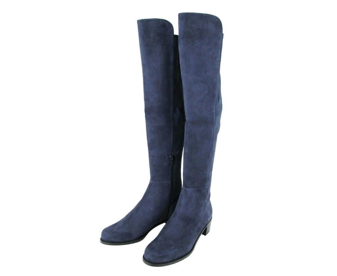 Stuart Weitzman Women's Allserve Nice Blue Suede Knee Boot YW28482