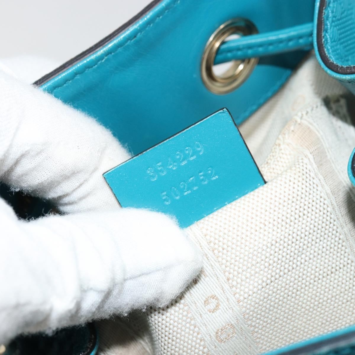 Gucci Bright Bucket Diamante Leather Blue Leather Shoulder Bag Bag (Pre-Owned)