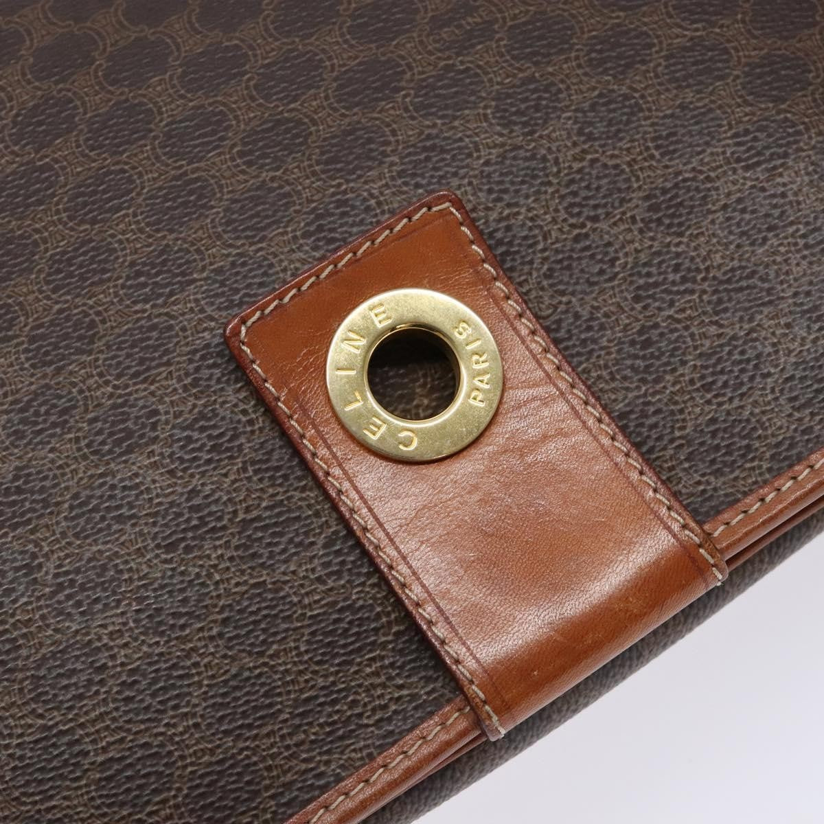 Celine Macadam Shoulder Pvc Leather Brown Canvas Bag (Pre-Owned)