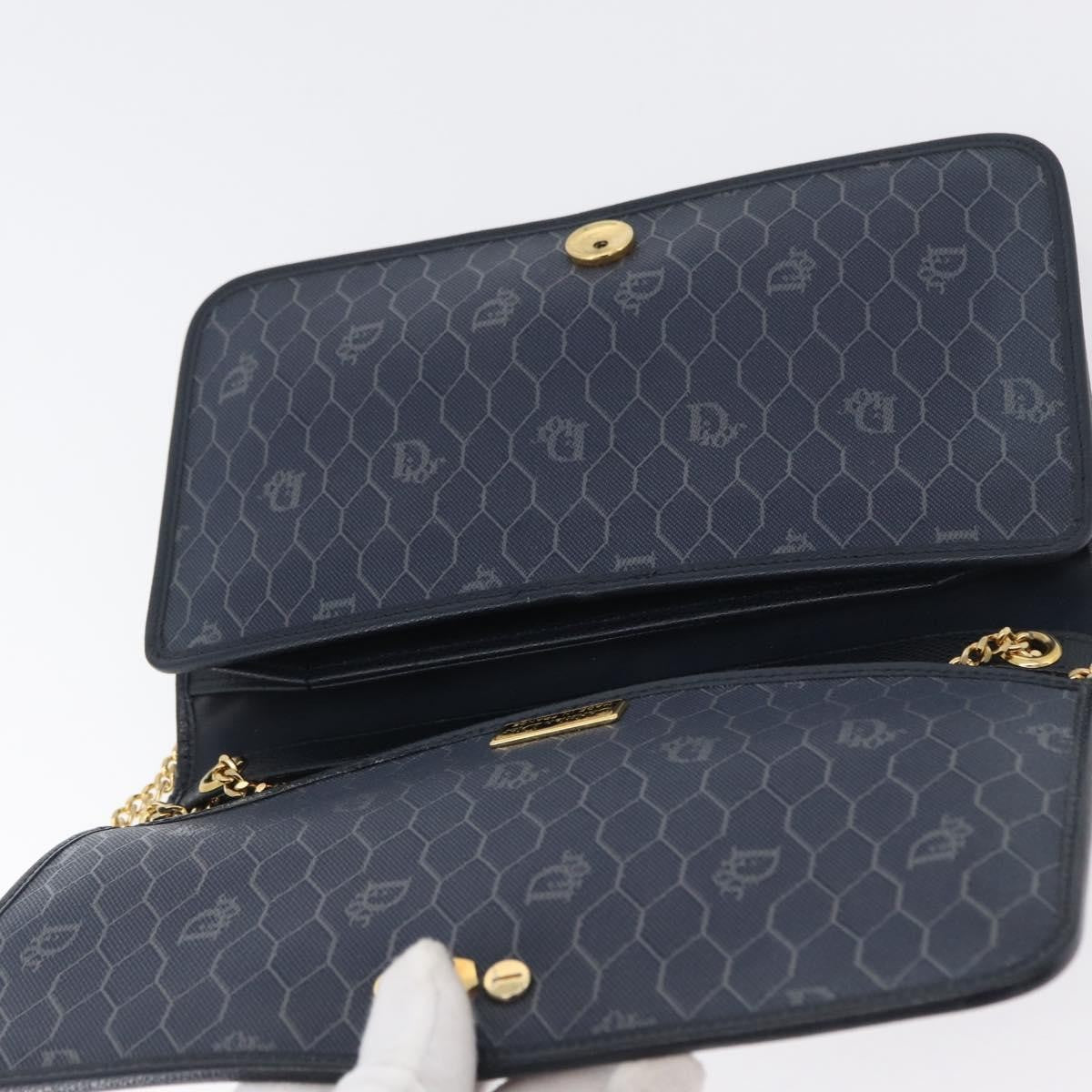 Christian Dior Vintage Chain Flap Leather Navy Leather Shoulder Bag Bag (Pre-Owned)