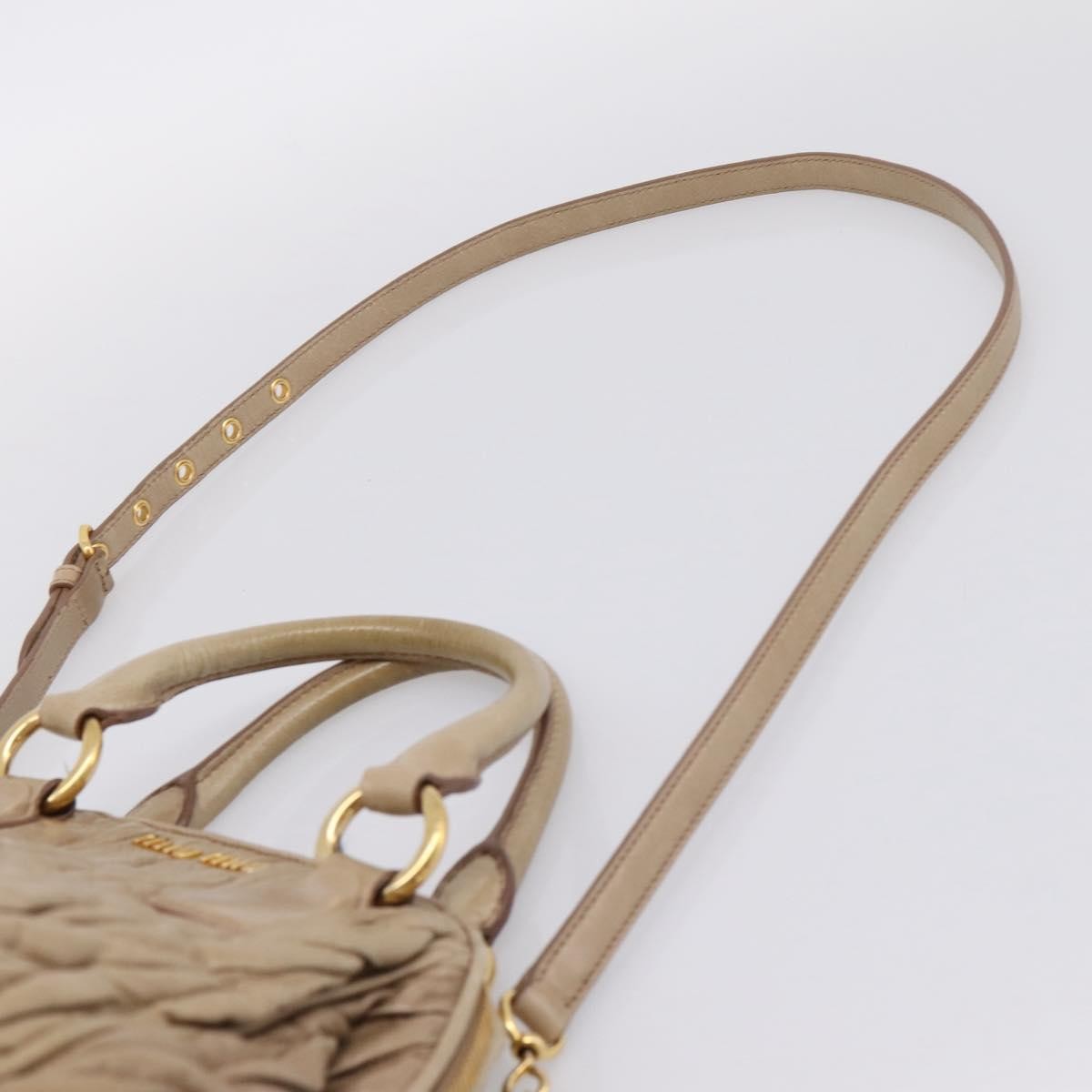 Miu Miu Convertible Dome Satchel Matelasse Leather Beige Leather Handbag (Pre-Owned)