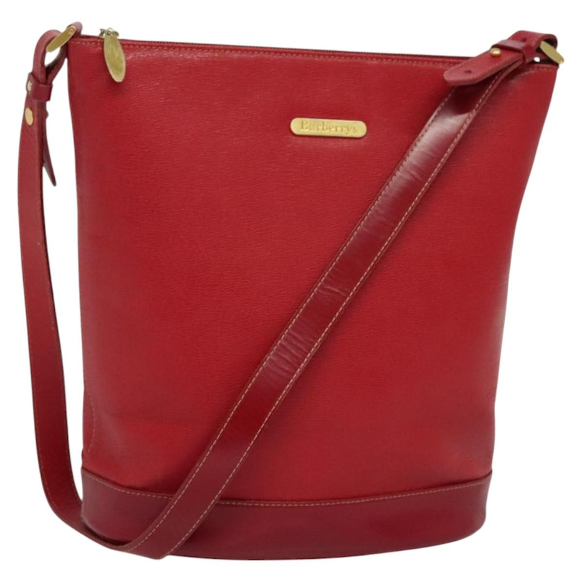 Burberry Vintage Leather Red Leather Shoulder Bag Bag (Pre-Owned)