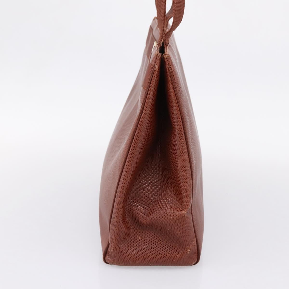 Salvatore Ferragamo Vala Tote Embossed Leather Brown Leather Tote Bag Bag (Pre-Owned)