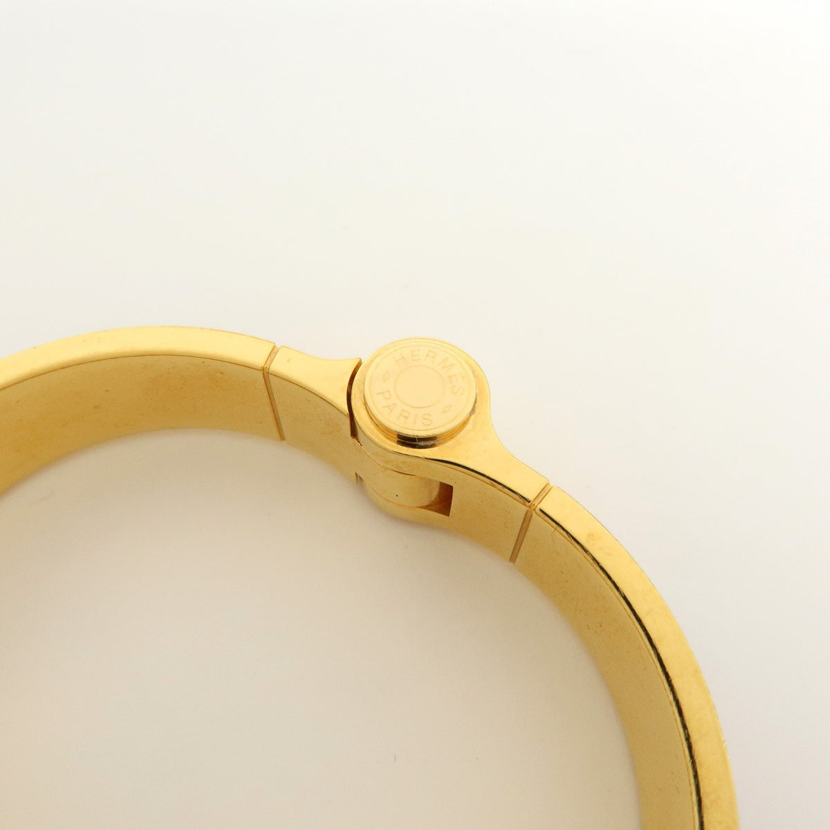 Hermes Charniere Uni Hinged Metal And Enamel Gold Metal Bracelet Jewelry (Pre-Owned)