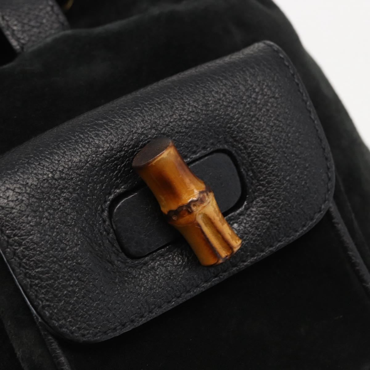 Gucci Vintage Bamboo Suede Black Suede Backpack Bag (Pre-Owned)