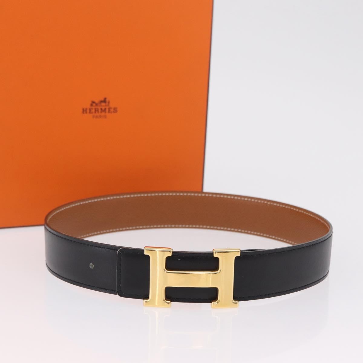 Hermes Constance Reversible Belt Leather Black Leather Belts Accessory (Pre-Owned)