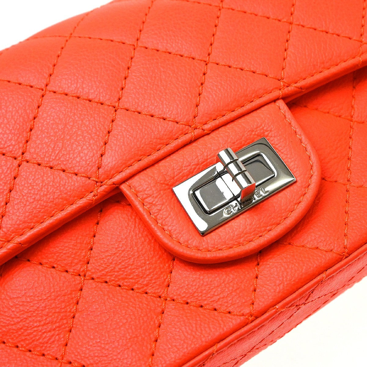 Chanel So Black Reissue 2.55 Flap Quilted Aged Calfskin Orange Leather Shoulder Bag Bag (Pre-Owned)