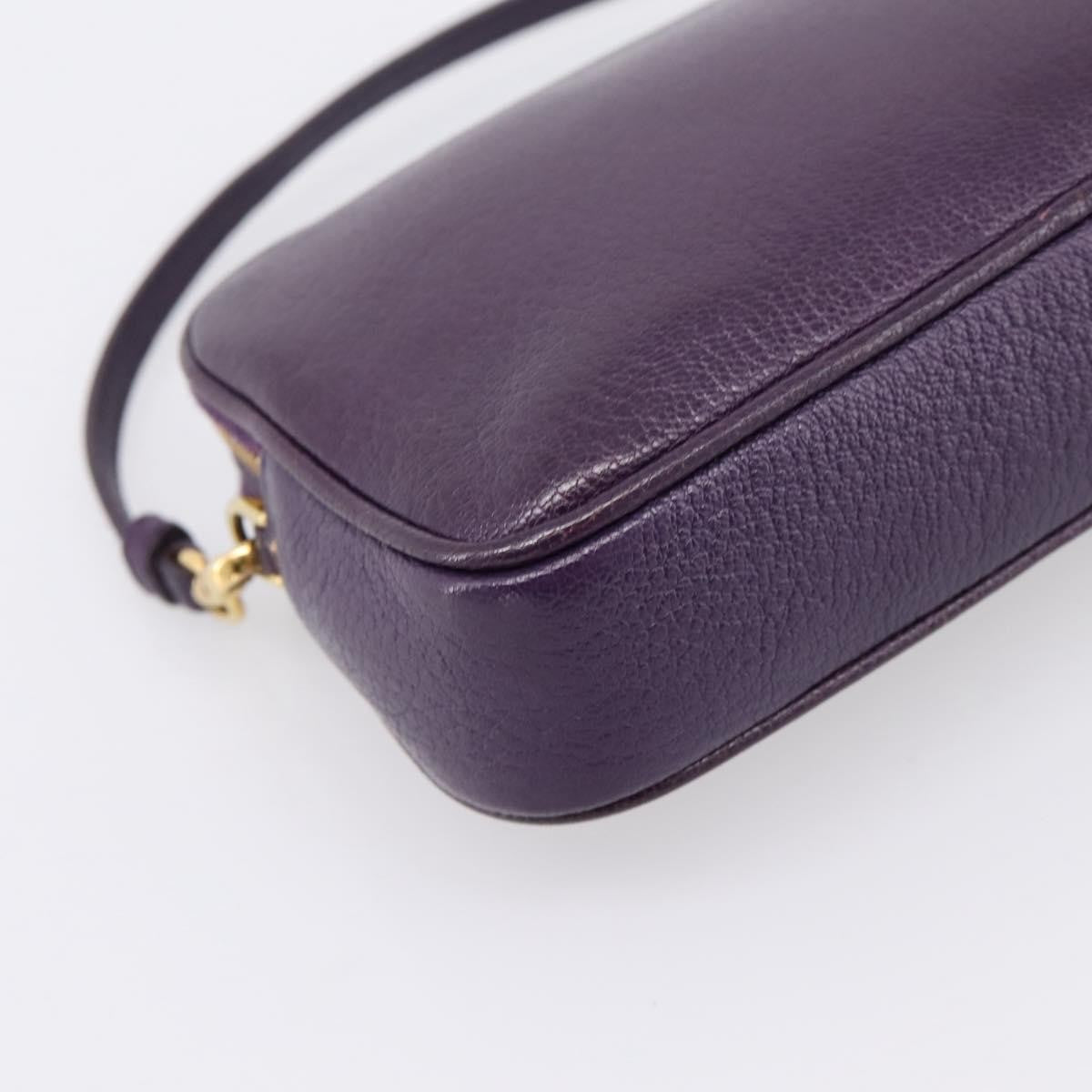 Miu Miu Double Zip Pochette Leather Purple Leather Clutche & Pouche Bag (Pre-Owned)