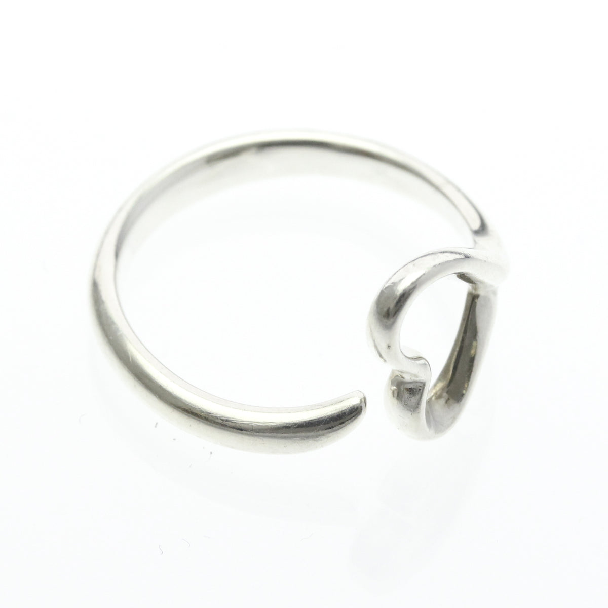 Tiffany & Co. Elsa Peretti Open Heart Silver 925 Silver Silver Ring Jewelry (Pre-Owned)