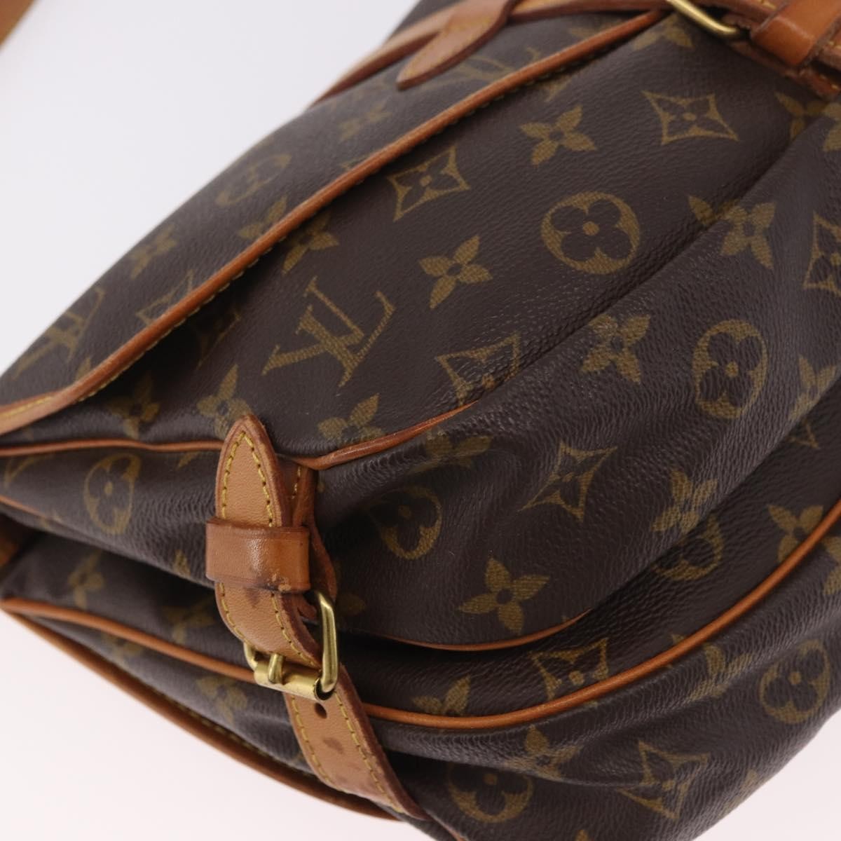 Louis Vuitton Saumur Handbag Monogram Canvas Brown Canvas Handbag (Pre-Owned)