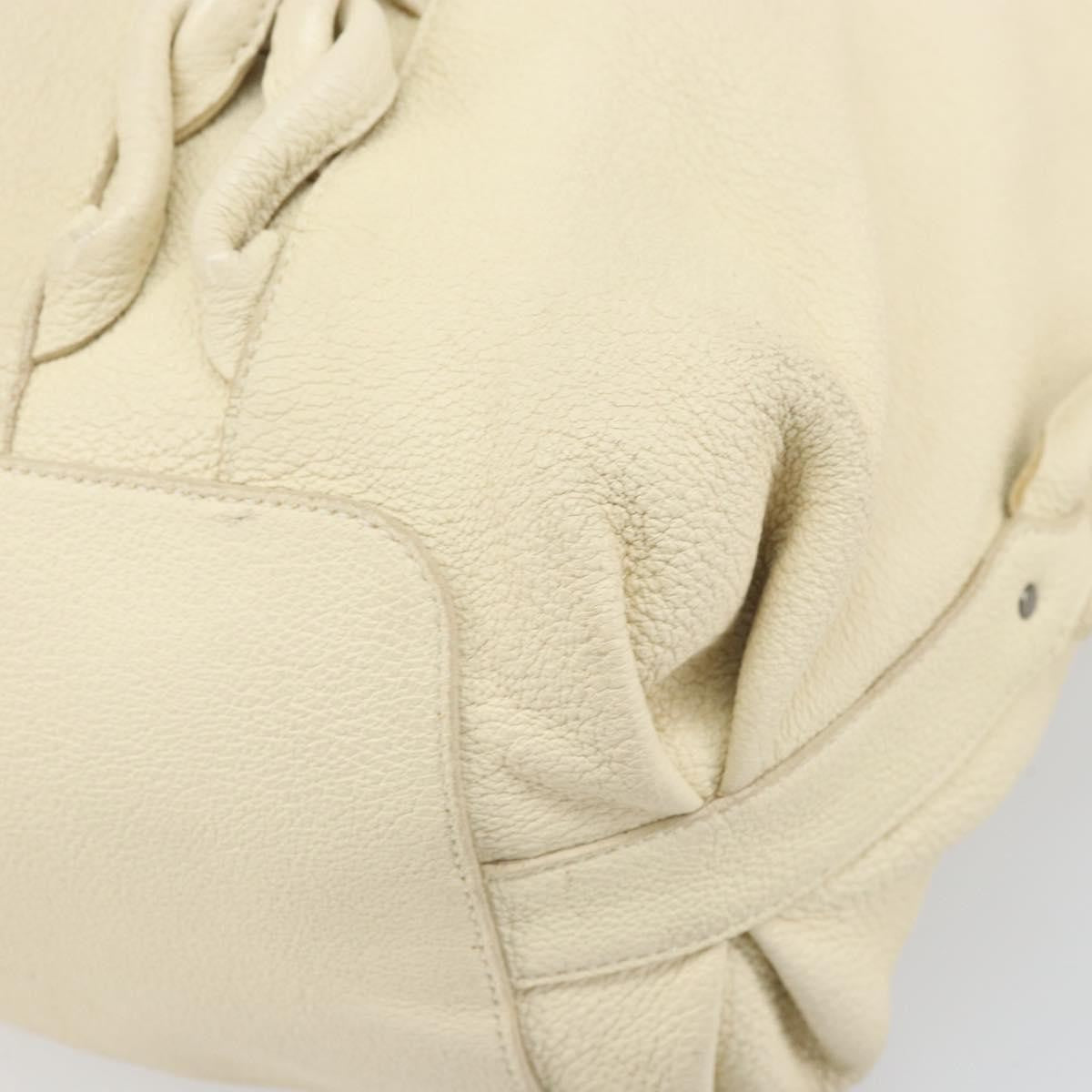 Salvatore Ferragamo Gancini Tote Leather Beige Leather Tote Bag Bag (Pre-Owned)