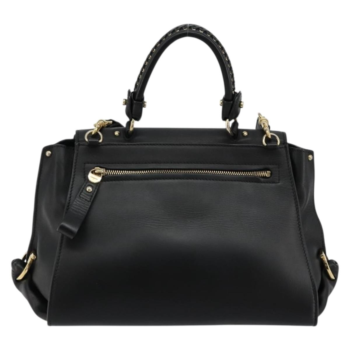 Salvatore Ferragamo Sofia Satchel Leather Black Leather Handbag (Pre-Owned)
