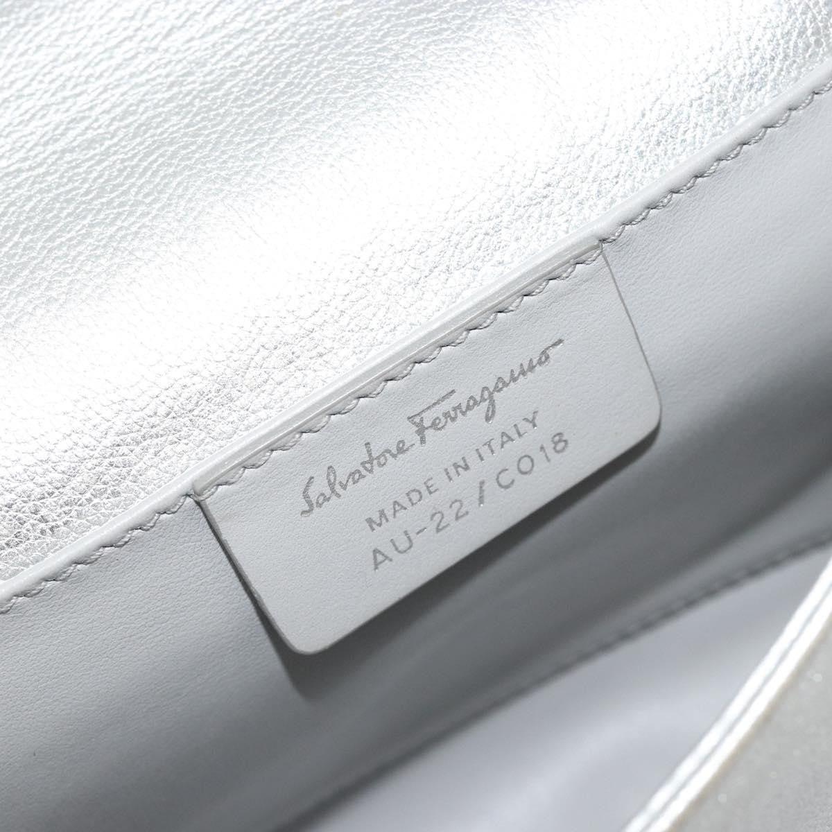 Salvatore Ferragamo Vara Chain Flap Leather Silver Leather Shoulder Bag Bag (Pre-Owned)