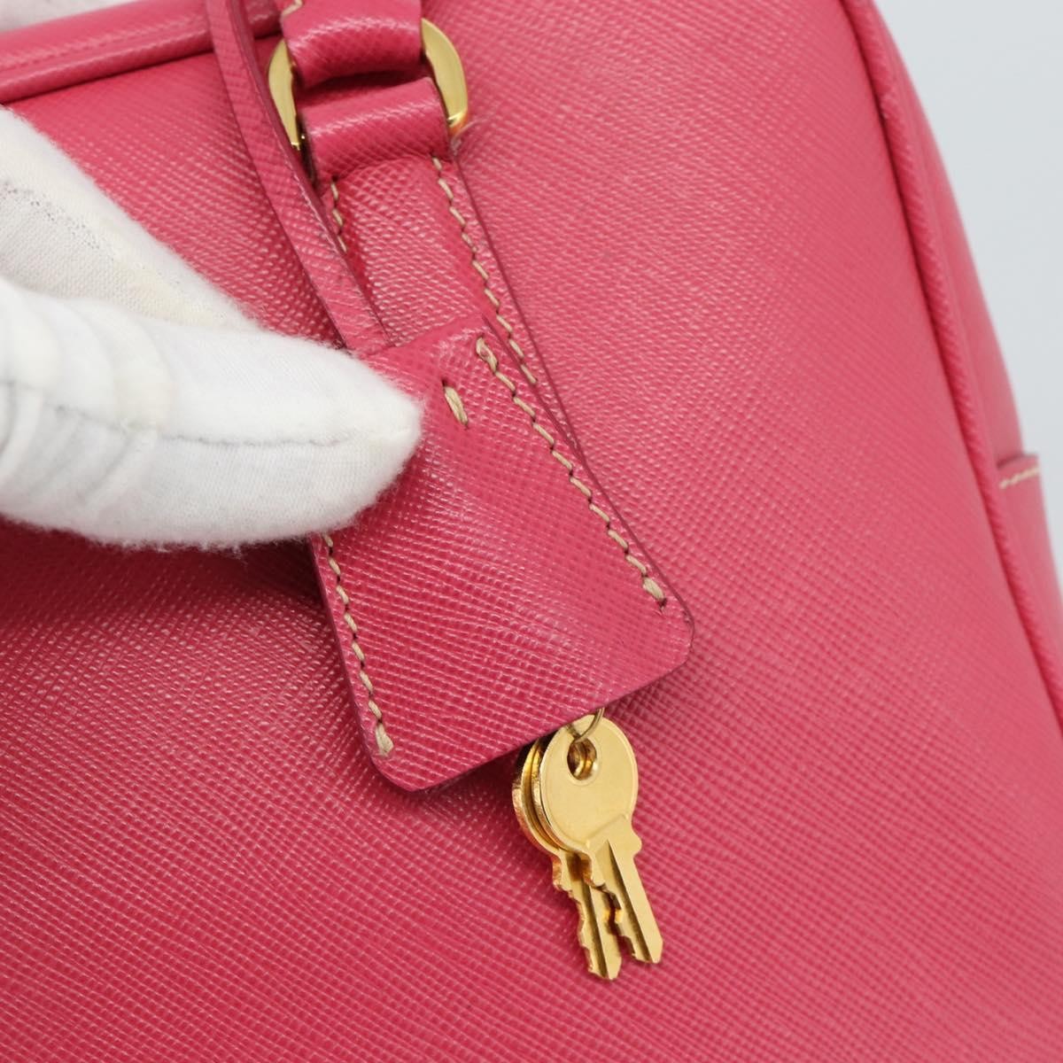 Prada Bauletto Saffiano Leather Pink Leather Handbag (Pre-Owned)