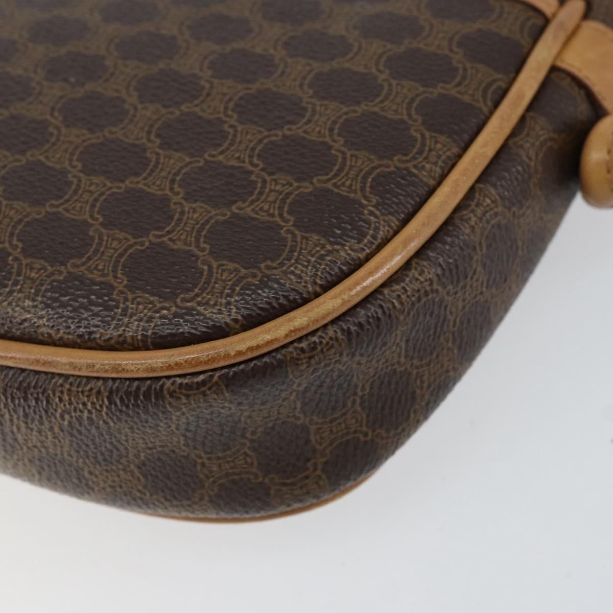 Celine Vintage Macadam Canvas And Leather Brown Canvas Shoulder Bag Bag (Pre-Owned)