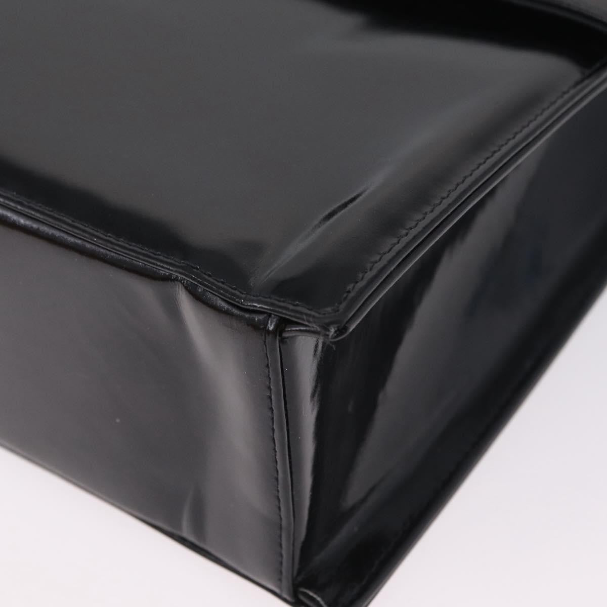 Chanel Vintage Cc Box Flap Leather Black Patent_Leather Handbag (Pre-Owned)