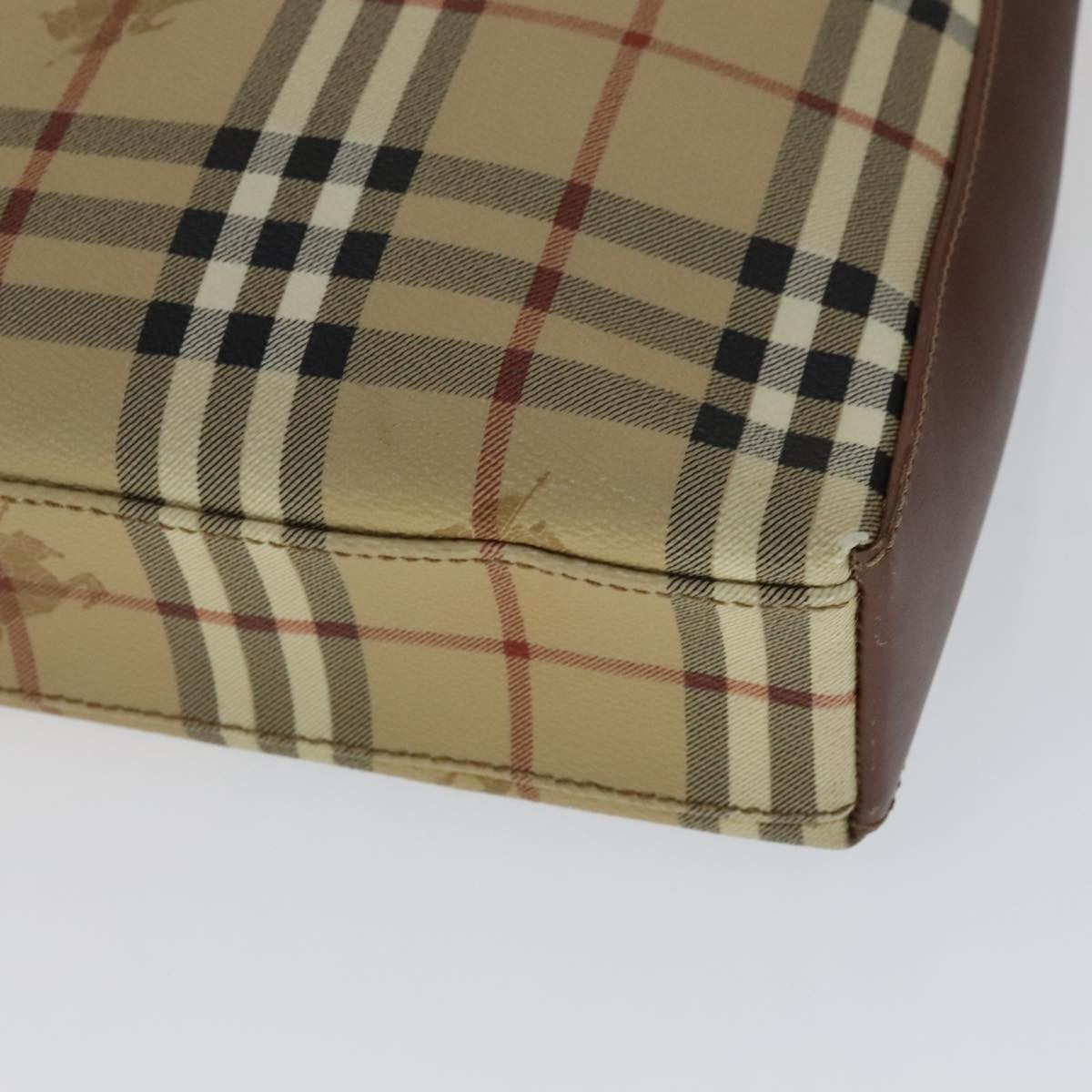 Burberry Shoulder Haymarket Coated Canvas Beige Pvc Bag (Pre-Owned)