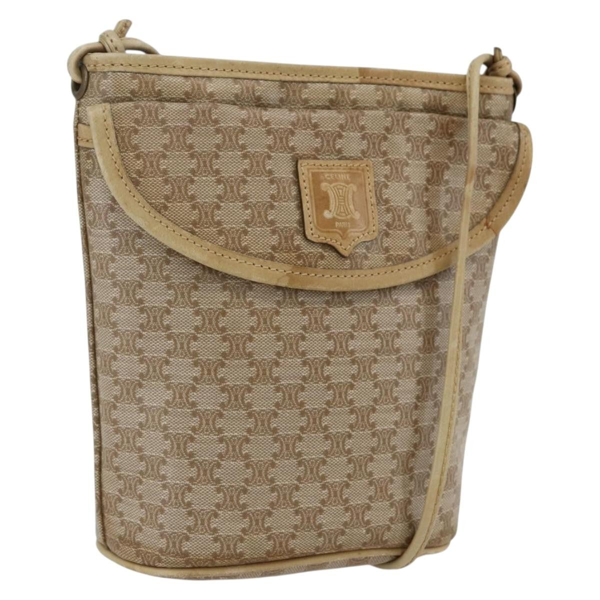 Celine Vintage Macadam Canvas Beige Canvas Shoulder Bag Bag (Pre-Owned)