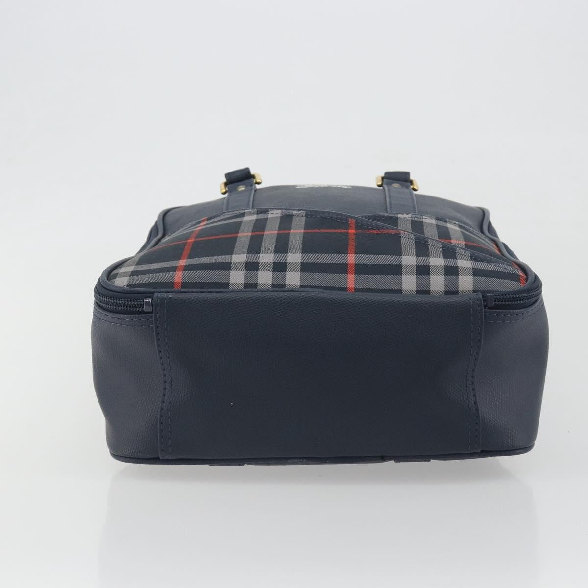 Burberry Nova Check Nova Check Canvas And Leather Navy Leather Handbag (Pre-Owned)