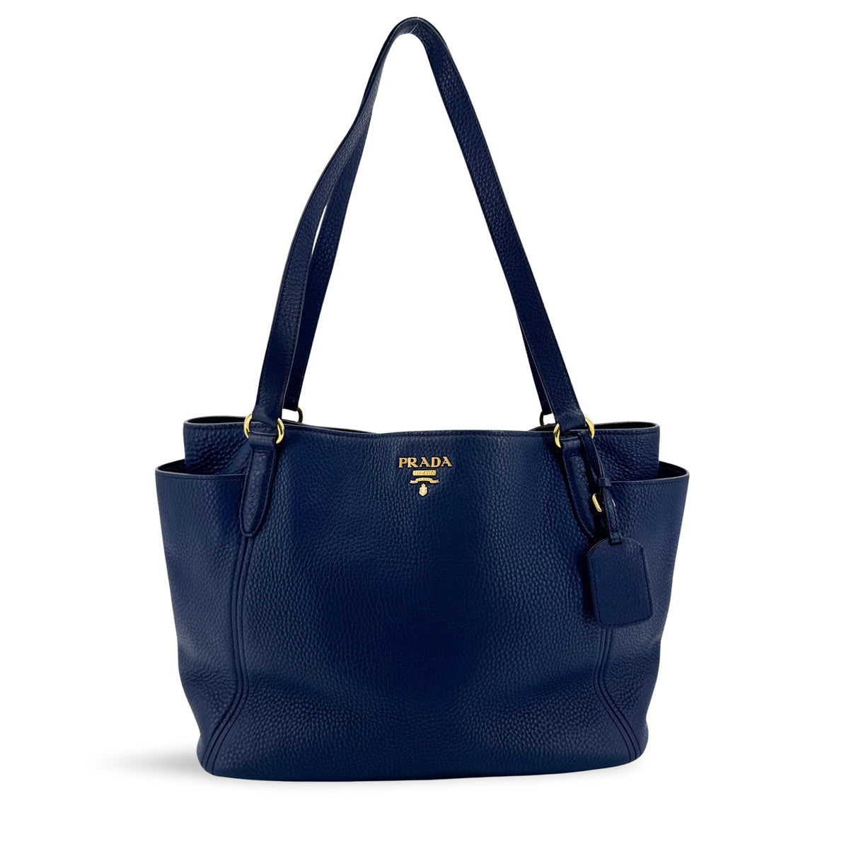 Prada Tote Vitello Daino Vitello Daino Navy Calfskin Tote Bag Bag (Pre-Owned)