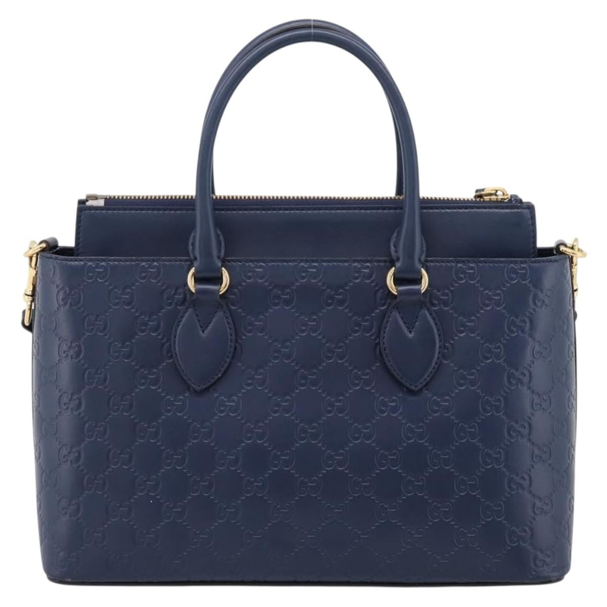 Gucci Linea A Convertible Guccissima Leather Navy Leather Tote Bag Bag (Pre-Owned)