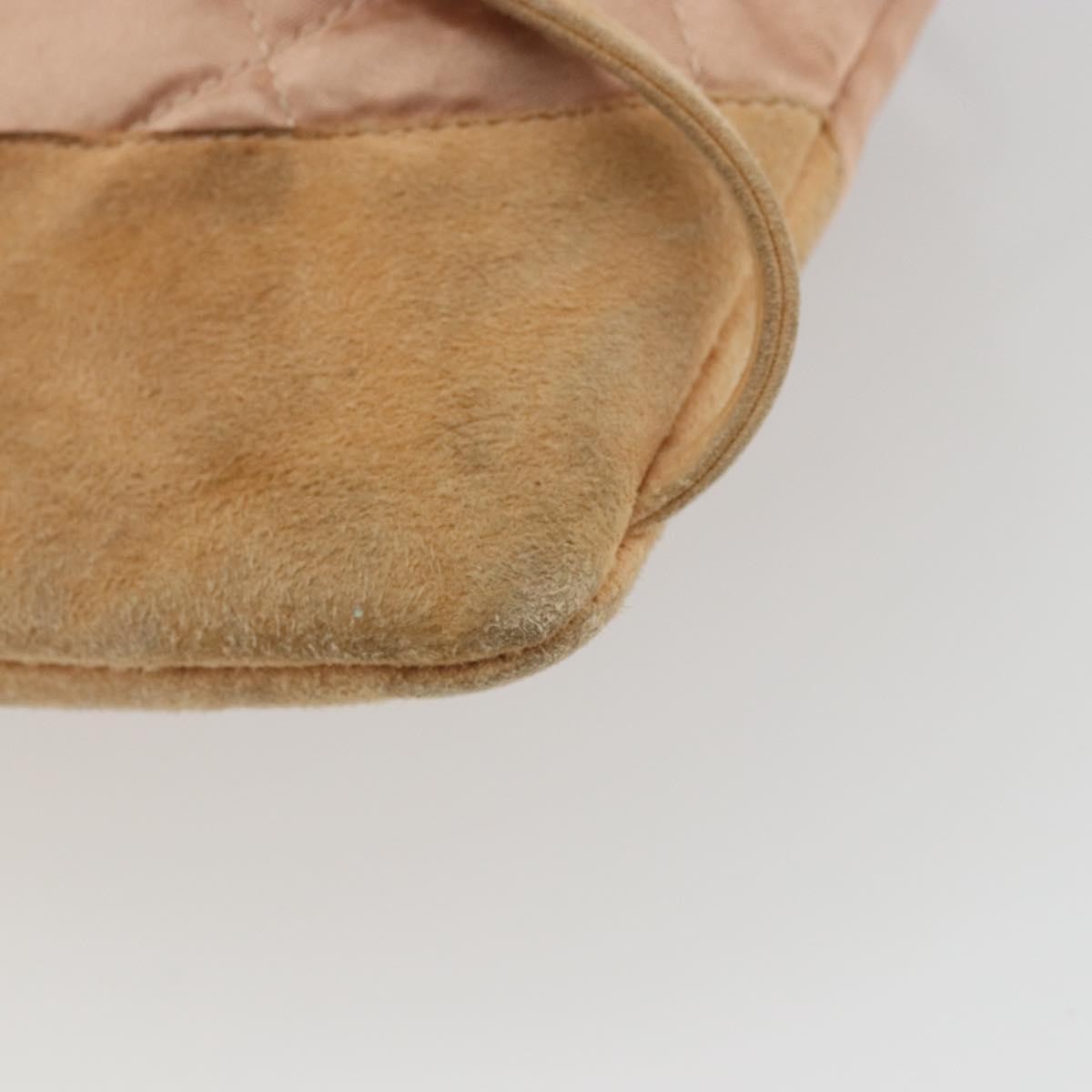 Chanel Vintage Drawstring Quilted Satin With Suede Pink Satin Backpack Bag (Pre-Owned)