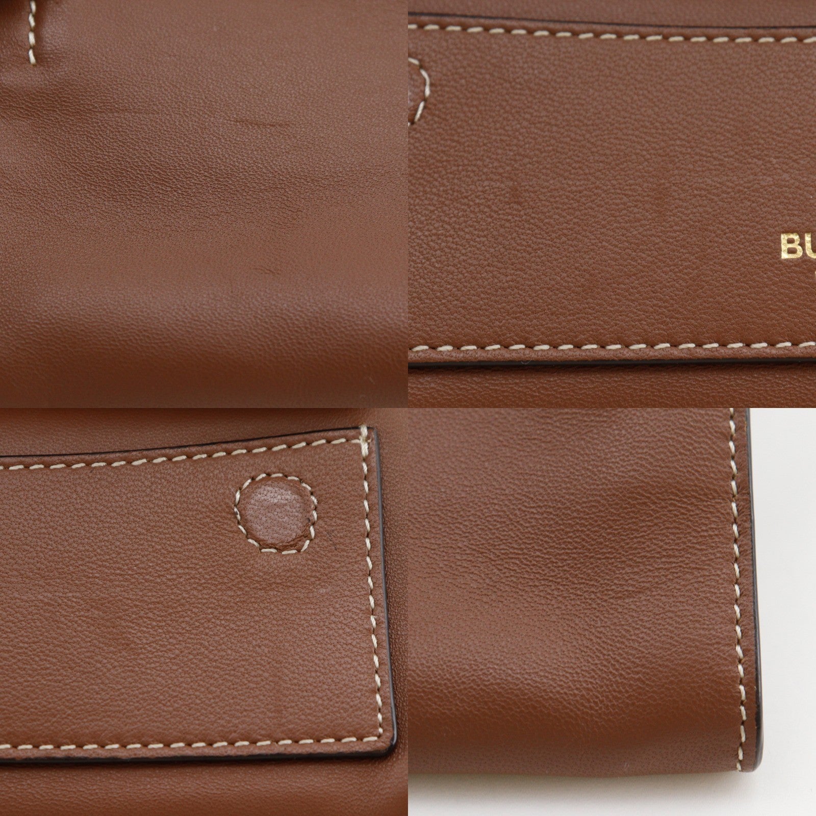 Burberry Pocket Tote Leather Brown Leather Clutche & Pouche Bag (Pre-Owned)