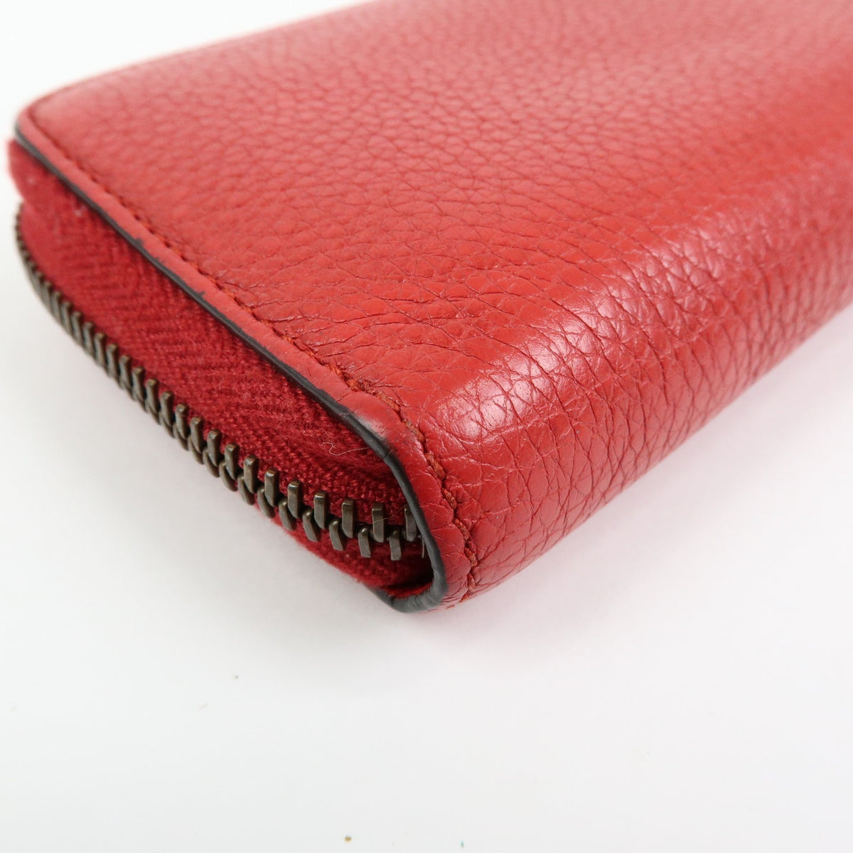 Gucci Logo Zip Card Case Printed Leather Red Leather Wallets Accessory (Pre-Owned)