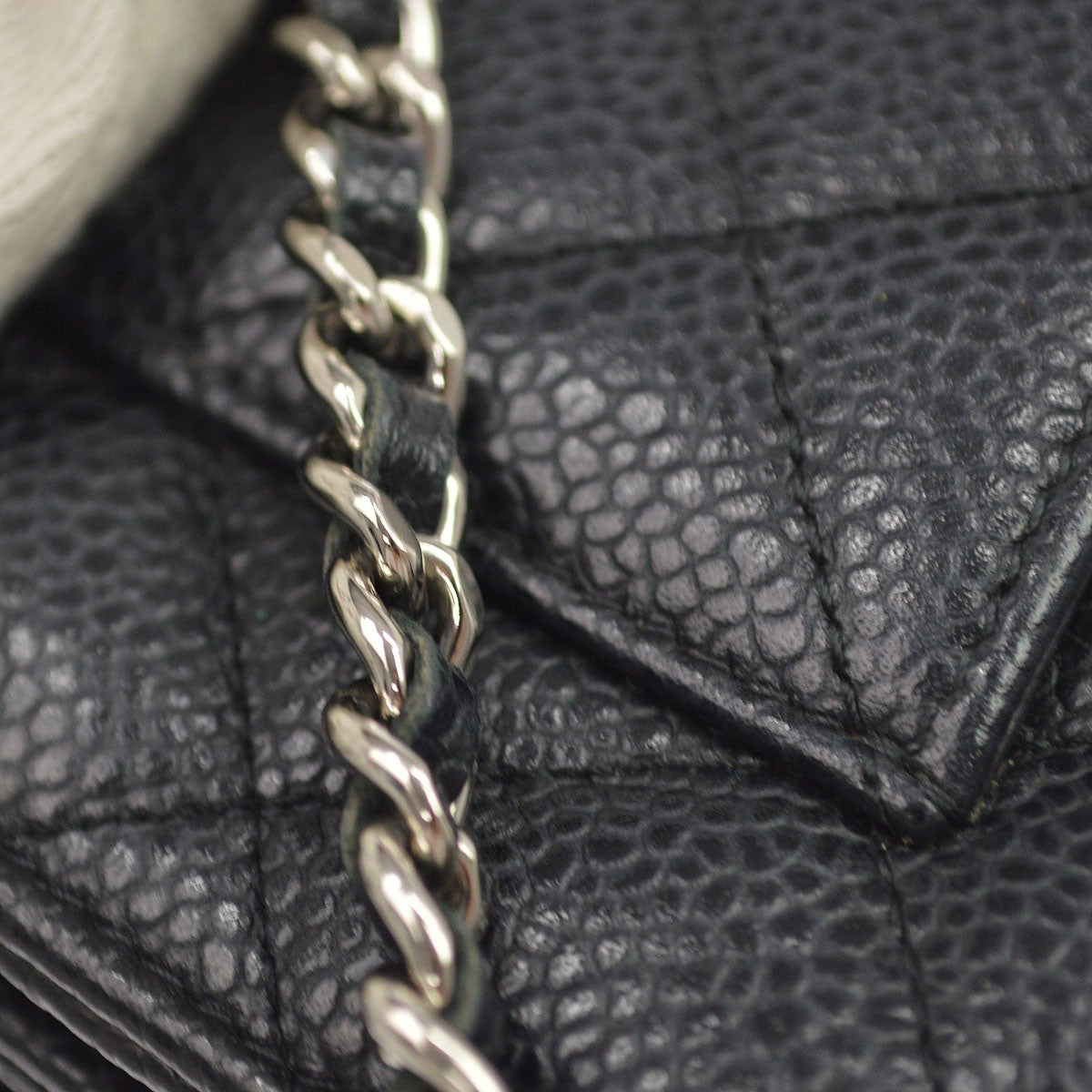 Chanel Vintage Wallet On Chain Quilted Lambskin Black Leather Crossbody Bag Bag (Pre-Owned)