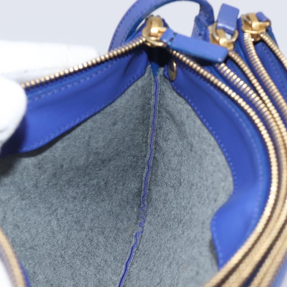 Celine Trio Leather Blue Leather Shoulder Bag Bag (Pre-Owned)