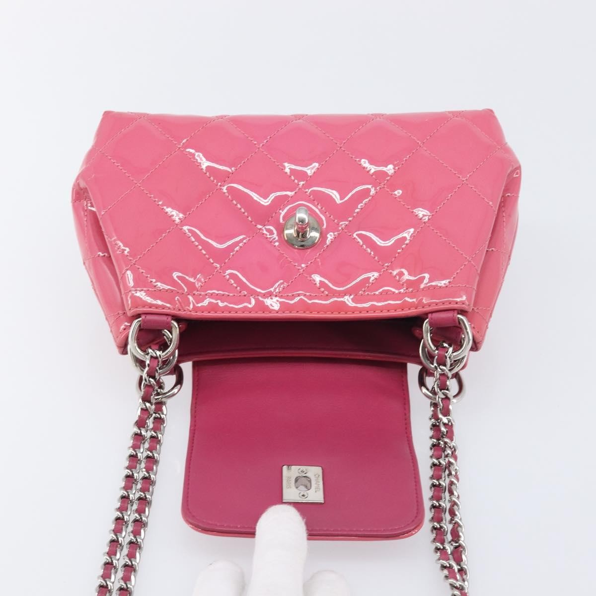 Chanel Mademoiselle Lock Chain Quilted Patent Pink Patent_Leather Shoulder Bag Bag (Pre-Owned)