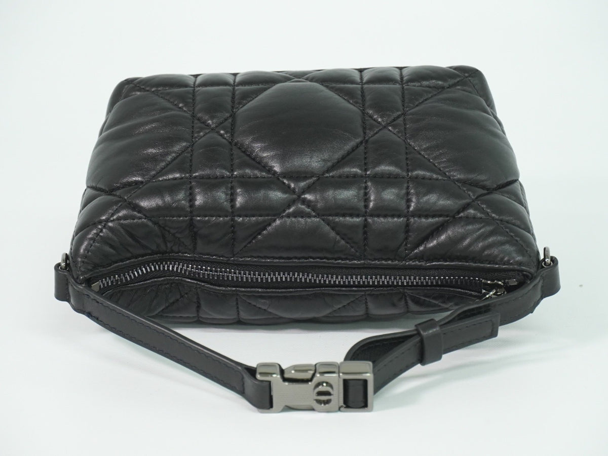 Christian Dior Diortravel Nomad Macrocannage Quilt Calfskin Black Leather Clutche & Pouche Bag (Pre-Owned)