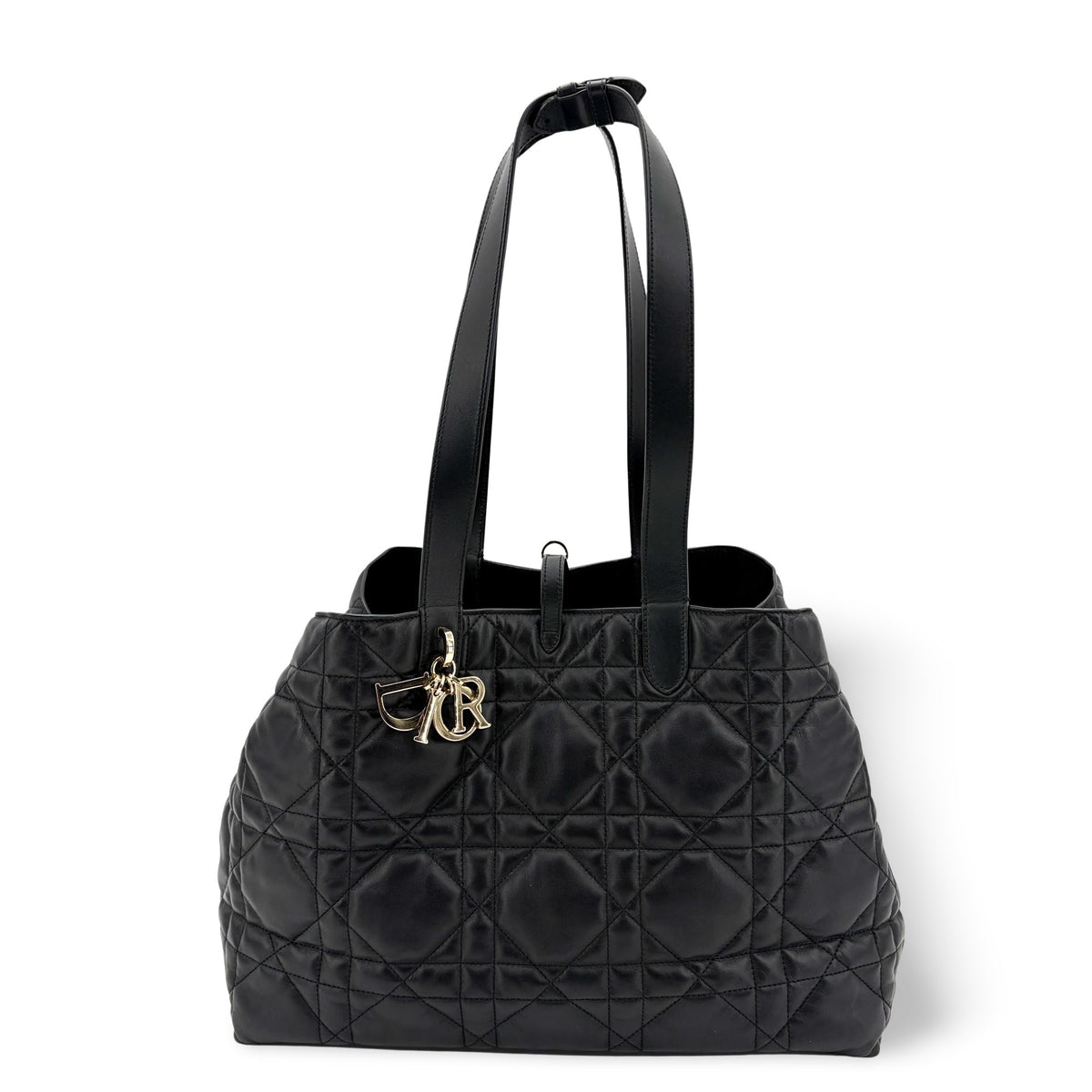 Christian Dior Toujours Macrocannage Quilt Calfskin Black Leather Tote Bag Bag (Pre-Owned)