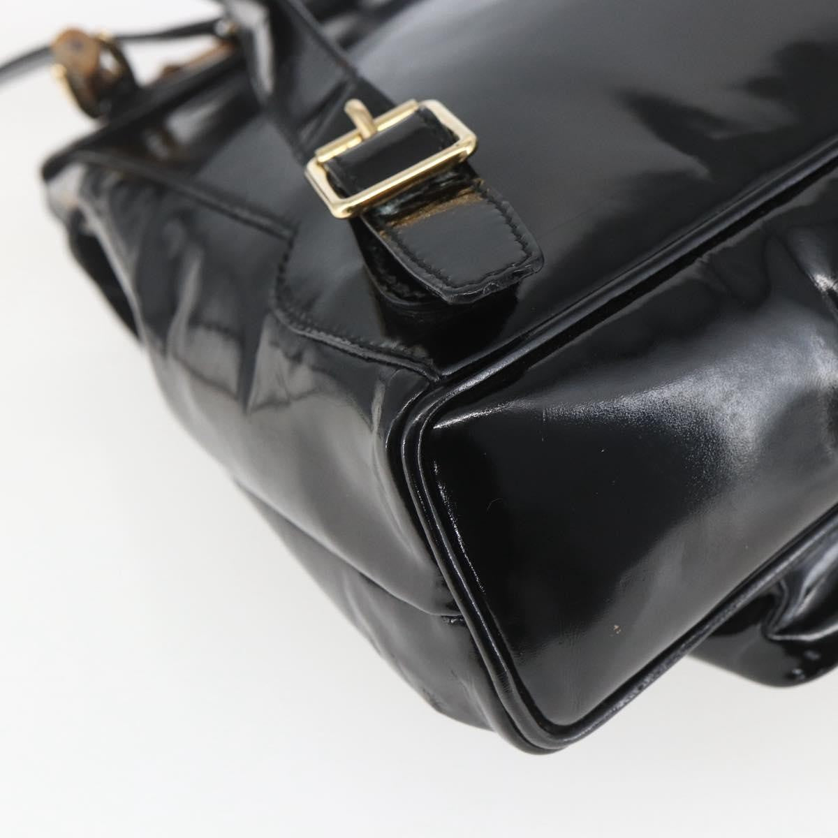 Gucci Vintage Bamboo Patent Black Patent_Leather Backpack Bag (Pre-Owned)