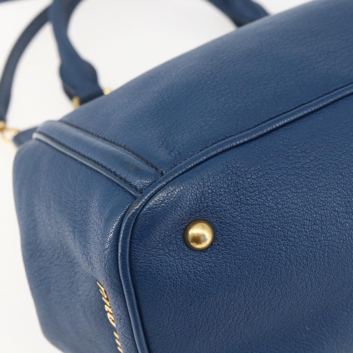 Miu Miu Vintage Leather Blue Leather Tote Bag Bag (Pre-Owned)
