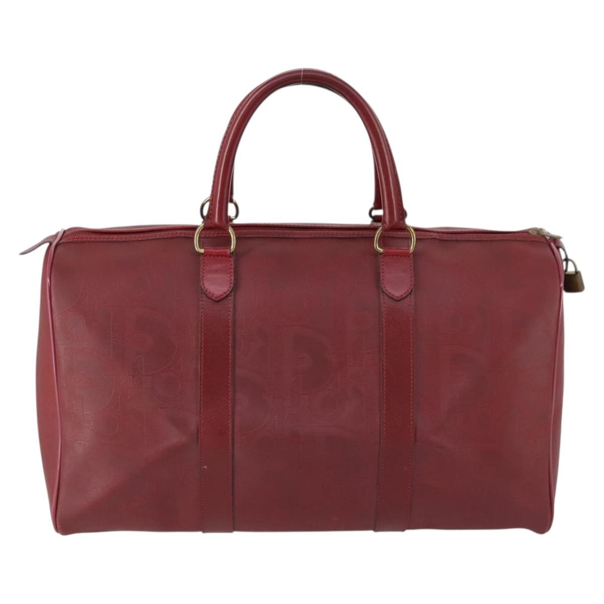 Christian Dior Vintage Trotter Duffle Diorissimo Canvas Red Canvas Travel Bag Bag (Pre-Owned)